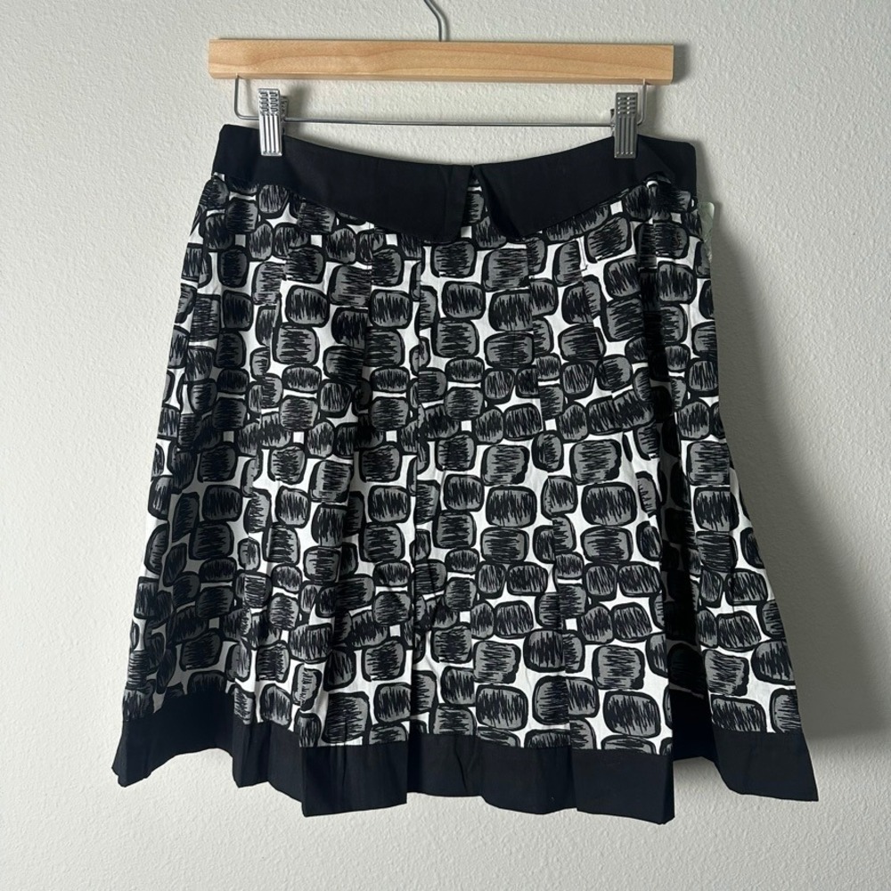 SDII‎ Y2K Pleated Mini Skirt Black White Geometric Print Size L NWT Vintage 90s